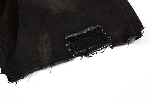 Shorts Denim Vintage Desgastado para Hombre con Efecto Spray - Image 26