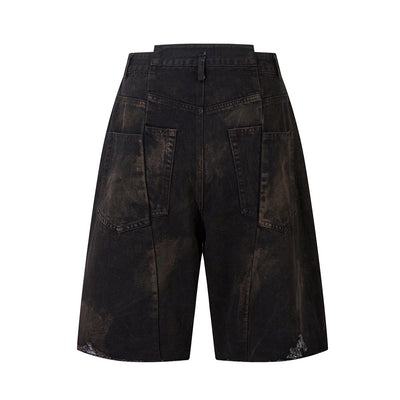 Shorts Denim Vintage Desgastado para Hombre con Efecto Spray - Image 27