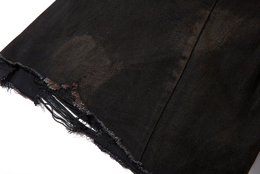 Shorts Denim Vintage Desgastado para Hombre con Efecto Spray - Image 29