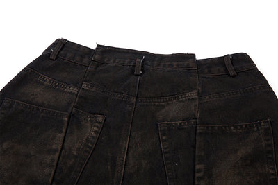 Shorts Denim Vintage Desgastado para Hombre con Efecto Spray - Image 31