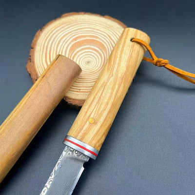 Cuchillo de Acero Damasco con Mango de Madera de Olivo - Image 9
