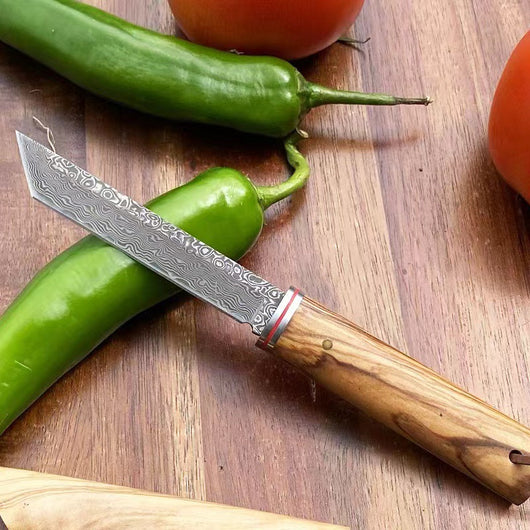 Cuchillo de Acero Damasco con Mango de Madera de Olivo - Image 11