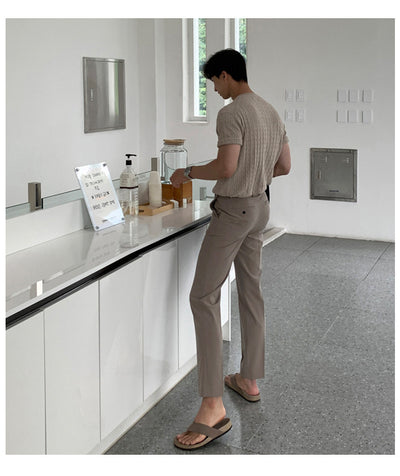 Camiseta Básica de Punto para Hombre - Color Liso Versátil - Image 7