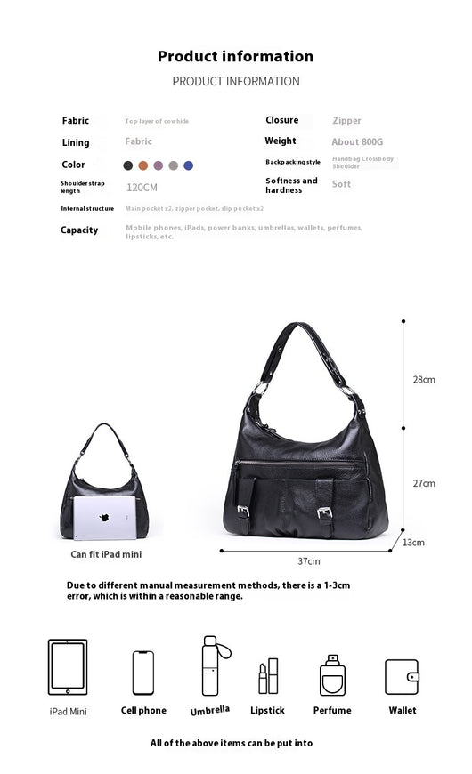 Bolsa Mensajera de Cuero Premium con Pliegues - Gran Capacidad para Mujer - Image 14