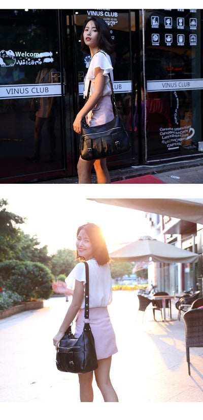 Bolsa Mensajera de Cuero Premium con Pliegues - Gran Capacidad para Mujer - Image 16