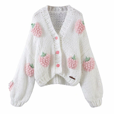 Cardigan Tejido a Mano con Bordado de Frutas y Jacquard - Image 25