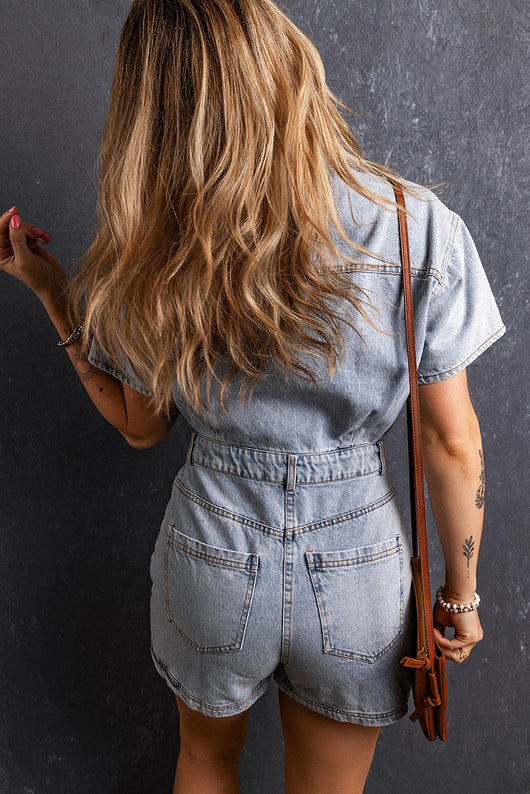 Enterizo Corto Estilo Retro Lavado para Mujer - Image 15