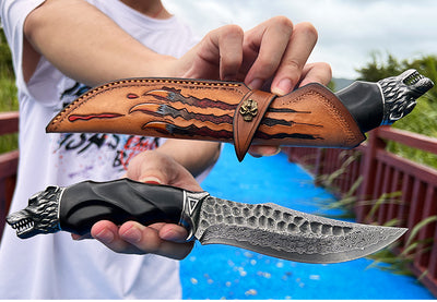Cuchillo Plegable Portátil de Acero Damasco para Exteriores - Image 10