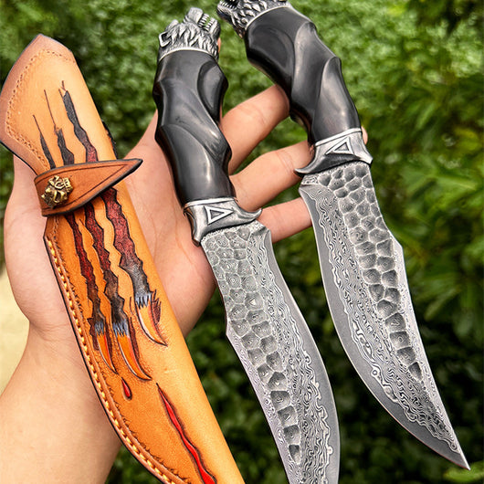 Cuchillo Plegable Portátil de Acero Damasco para Exteriores - Image 17