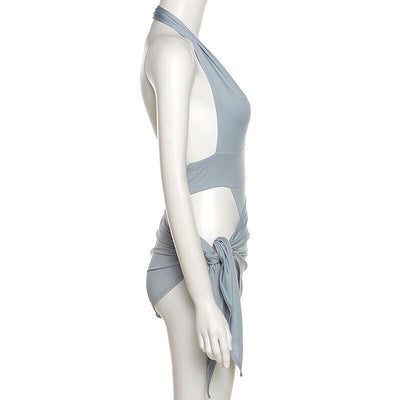 Traje de Baño Dos Piezas Gris Azulado con Botones de Presión Convertible - Image 8