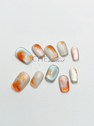 Uñas Postizas Artesanales Ojo de Gato con Contraste de Colores Candy - Image 11