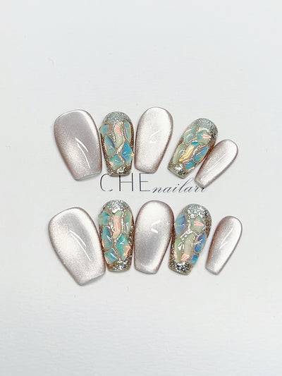 Uñas Postizas Efecto Ojo de Gato - Diseño Artesanal Premium Otoño Invierno - Image 17