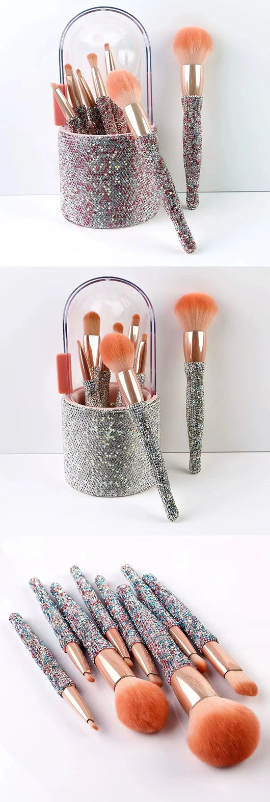 Set de 8 Brochas de Maquillaje Lujo con Diamantes Incrustados - Image 16
