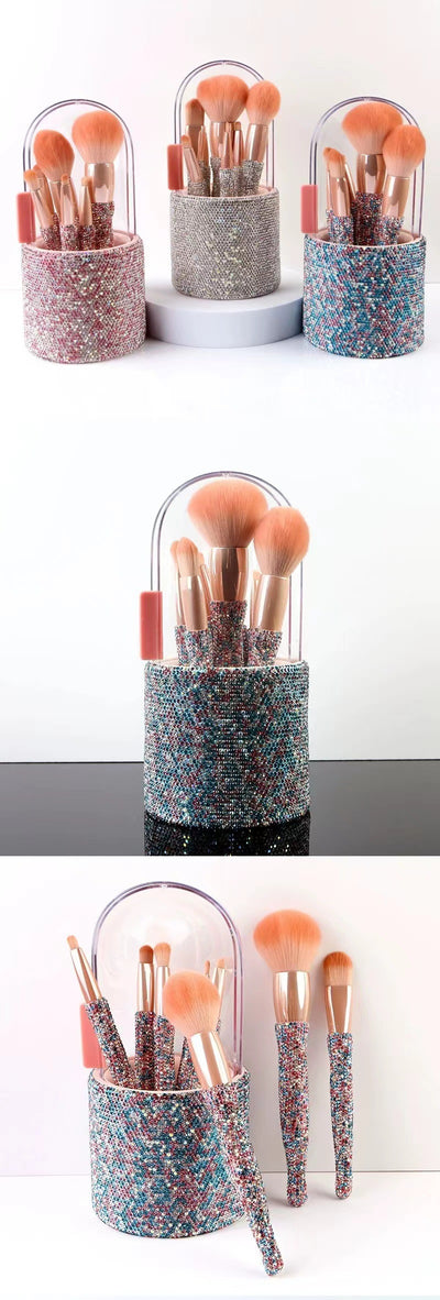 Set de 8 Brochas de Maquillaje Lujo con Diamantes Incrustados - Image 17