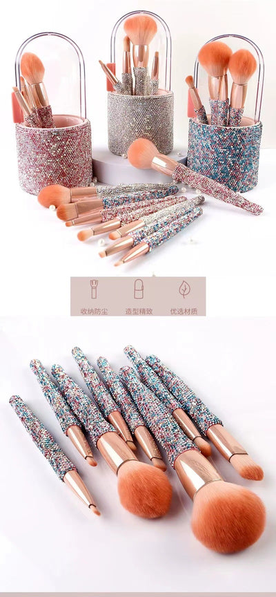 Set de 8 Brochas de Maquillaje Lujo con Diamantes Incrustados - Image 21