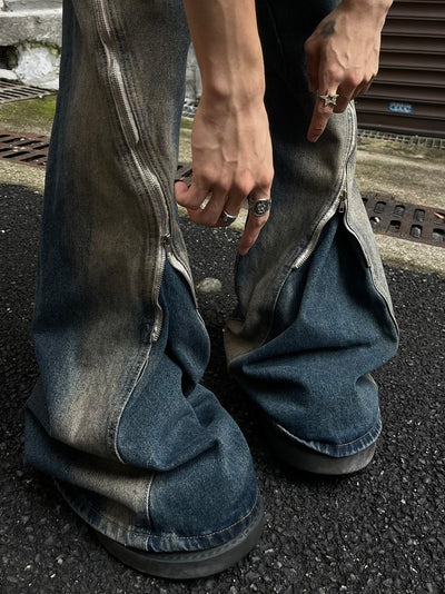 Jeans Hombre Cintura Suelta Doble Cierre Color Barro Tiro Acampanado - Image 28