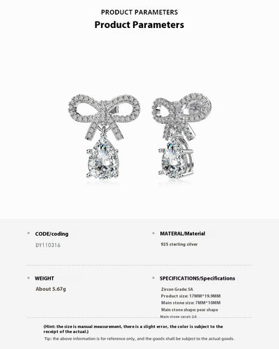 Aretes de Plata S925 Diseño Lazo con Gota de Agua Rosa - Elegancia Exclusiva para Mujer - Image 8