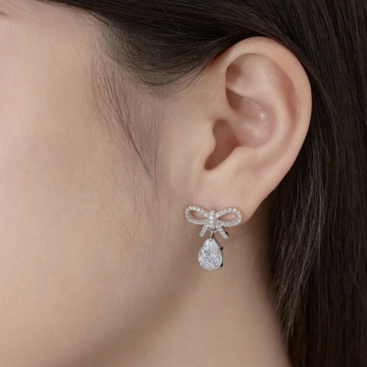 Aretes de Plata S925 Diseño Lazo con Gota de Agua Rosa - Elegancia Exclusiva para Mujer - Image 10