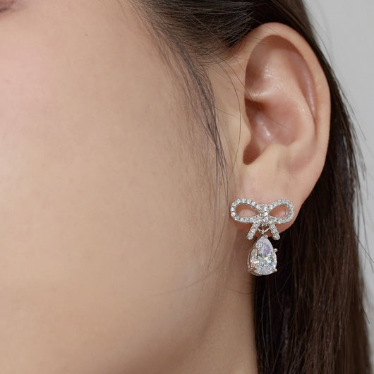 Aretes de Plata S925 Diseño Lazo con Gota de Agua Rosa - Elegancia Exclusiva para Mujer - Image 13