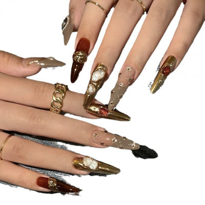 Uñas Postizas Barrocas con Gemas - Diseño Avanzado - Image 17