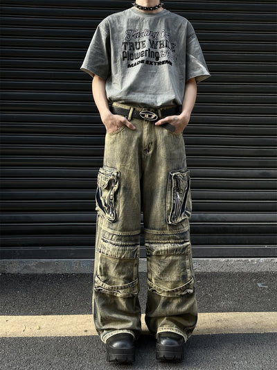 Pantalón Vaquero Retro Tipo Workwear con Bolsillos y Pierna Ancha - Image 27