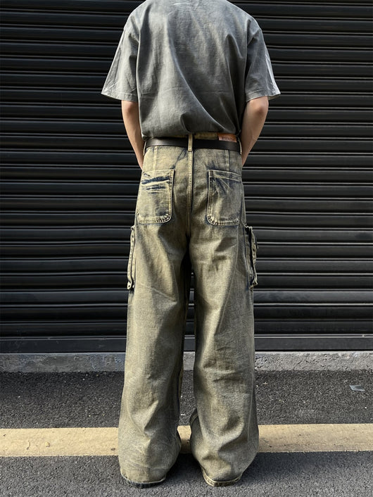 Pantalón Vaquero Retro Tipo Workwear con Bolsillos y Pierna Ancha - Image 28