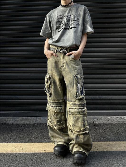 Pantalón Vaquero Retro Tipo Workwear con Bolsillos y Pierna Ancha - Image 31