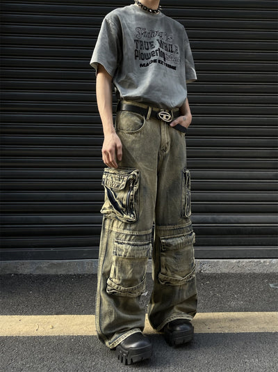 Pantalón Vaquero Retro Tipo Workwear con Bolsillos y Pierna Ancha - Image 32