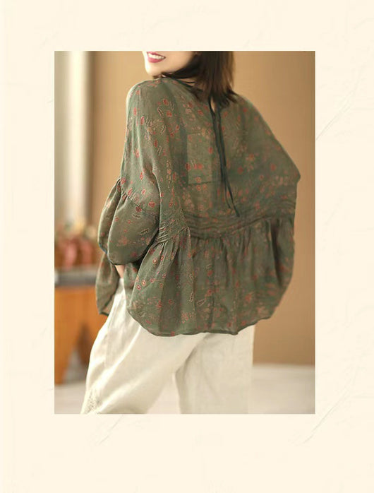 Camisa Vintage de Lino y Algodón con Estampado Floral para Verano - Image 16