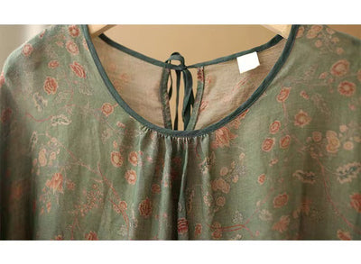 Camisa Vintage de Lino y Algodón con Estampado Floral para Verano - Image 18