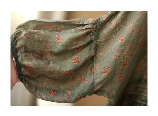 Camisa Vintage de Lino y Algodón con Estampado Floral para Verano - Image 20