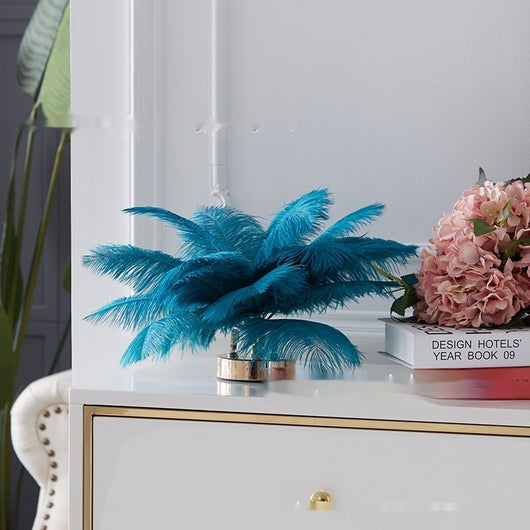 Lámpara de Mesa Táctil con Plumas Naturales - Iluminación Decorativa Premium - Image 12