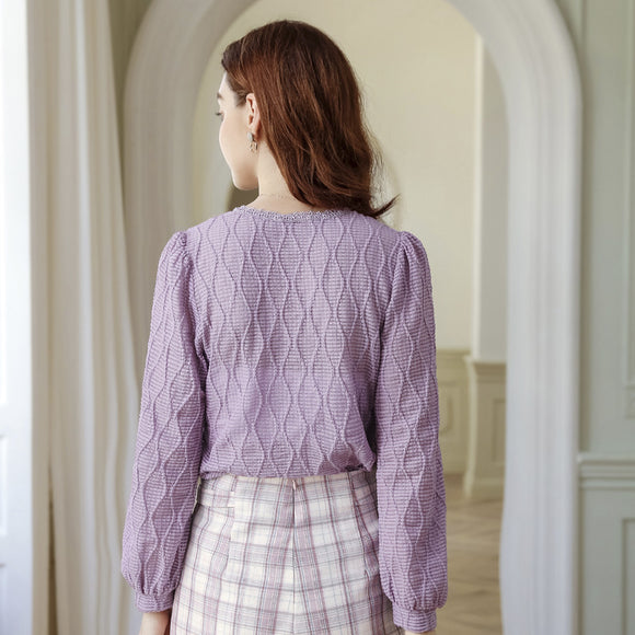 Blusa con Mangas Abullonadas Bordadas