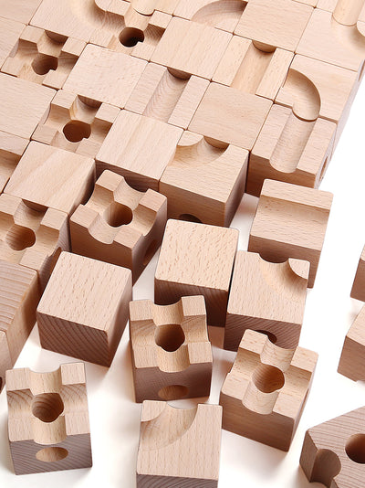 Bloques de Madera con Pista de Canicas Ensamblable - Image 12