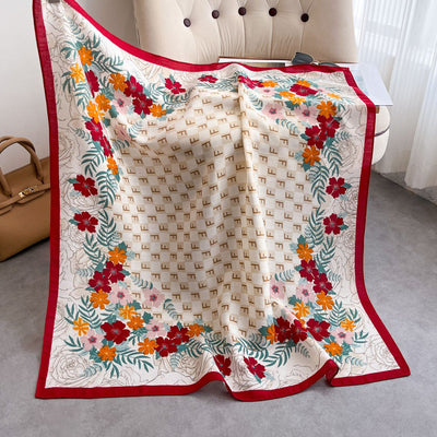 Pañuelo de Terciopelo Estampado Cuadrado Versátil para Mujer - Image 7