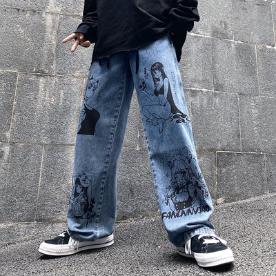 Jeans Holgados con Estampado Cartoon para Hombre - Corte Ancho Versátil - Image 11