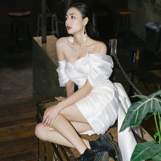 Vestido de Compromiso Blanco Corto Elegante - Image 10