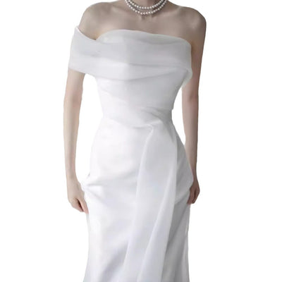 Vestido de Novia Elegante Hombros Descubiertos Estilo Francés - Image 8
