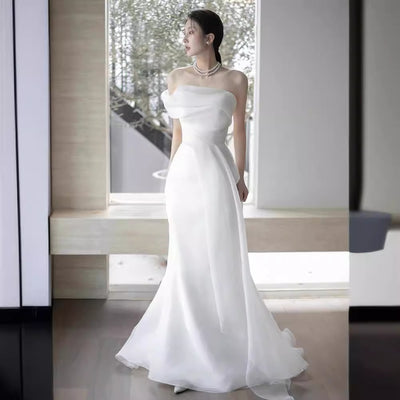 Vestido de Novia Elegante Hombros Descubiertos Estilo Francés - Image 9