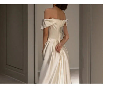 Vestido de Novia Blanco Francés con Hombros Descubiertos - Image 9