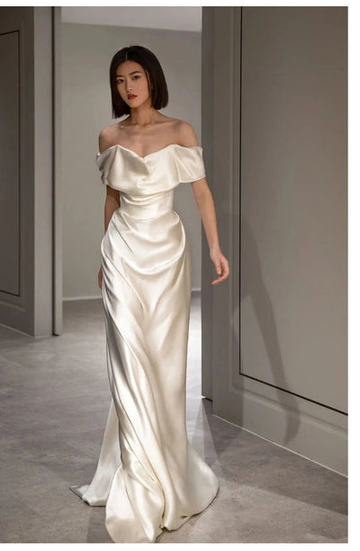 Vestido de Novia Blanco Francés con Hombros Descubiertos - Image 13