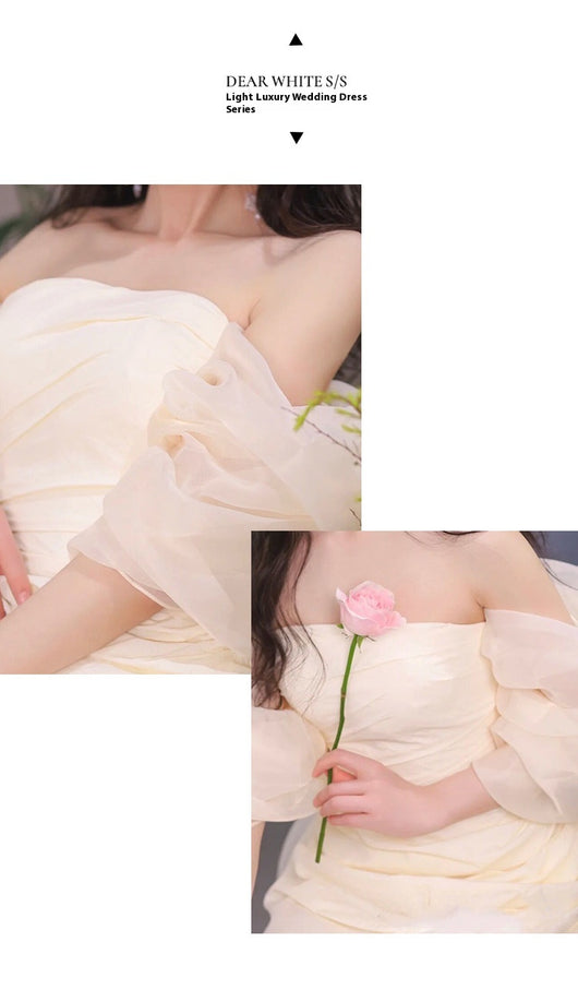 Vestido de Novia Largo Escote Tubo Elegante y Minimalista - Image 8
