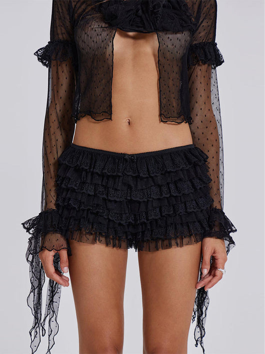 Shorts Casuales con Encaje y Lunares Negros - Image 15