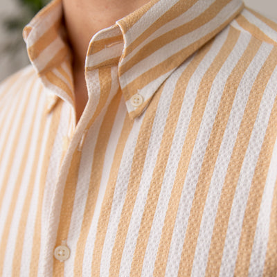 Camisa de Hombre Seersucker a Rayas sin Planchado, Cuello Ancho y Transpirable - Image 23