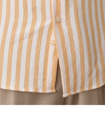 Camisa de Hombre Seersucker a Rayas sin Planchado, Cuello Ancho y Transpirable - Image 24