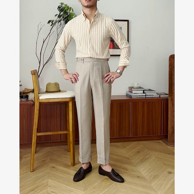 Camisa de Hombre Seersucker a Rayas sin Planchado, Cuello Ancho y Transpirable - Image 25