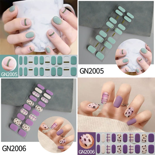 Pegatinas de Uñas Gel sin Horno con Diseño de Líneas Geométricas - Image 36