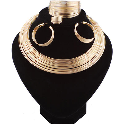Juego de Aretes de Rayas Metálicas - Image 11