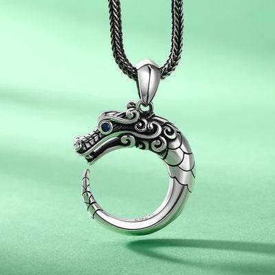 Colgante Dragón Tailandés Plata - Estilo Étnico Retro para Hombre - Image 8