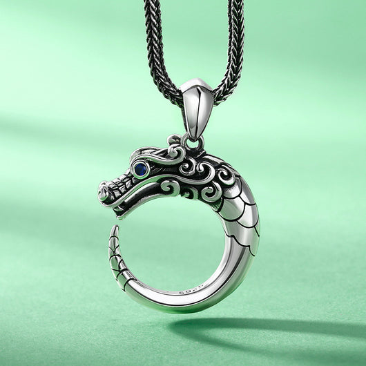 Colgante Dragón Tailandés Plata - Estilo Étnico Retro para Hombre - Image 8